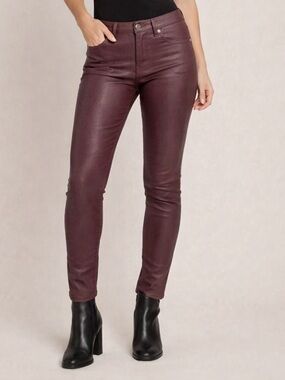 pistola Maroon Faux Leather Skinny Pants